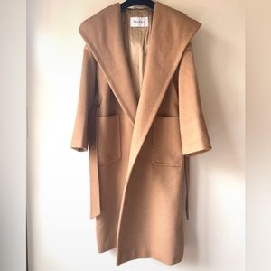 Max Mara long hooded camel coat